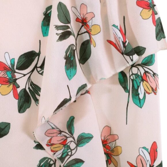 NEW Ted Baker Pull On Elastic Waist Knee Length Midi Floral Print Ruffle Skirt - Picture 4 of 6